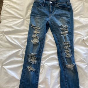blue ripped skinny jeans from pacsun